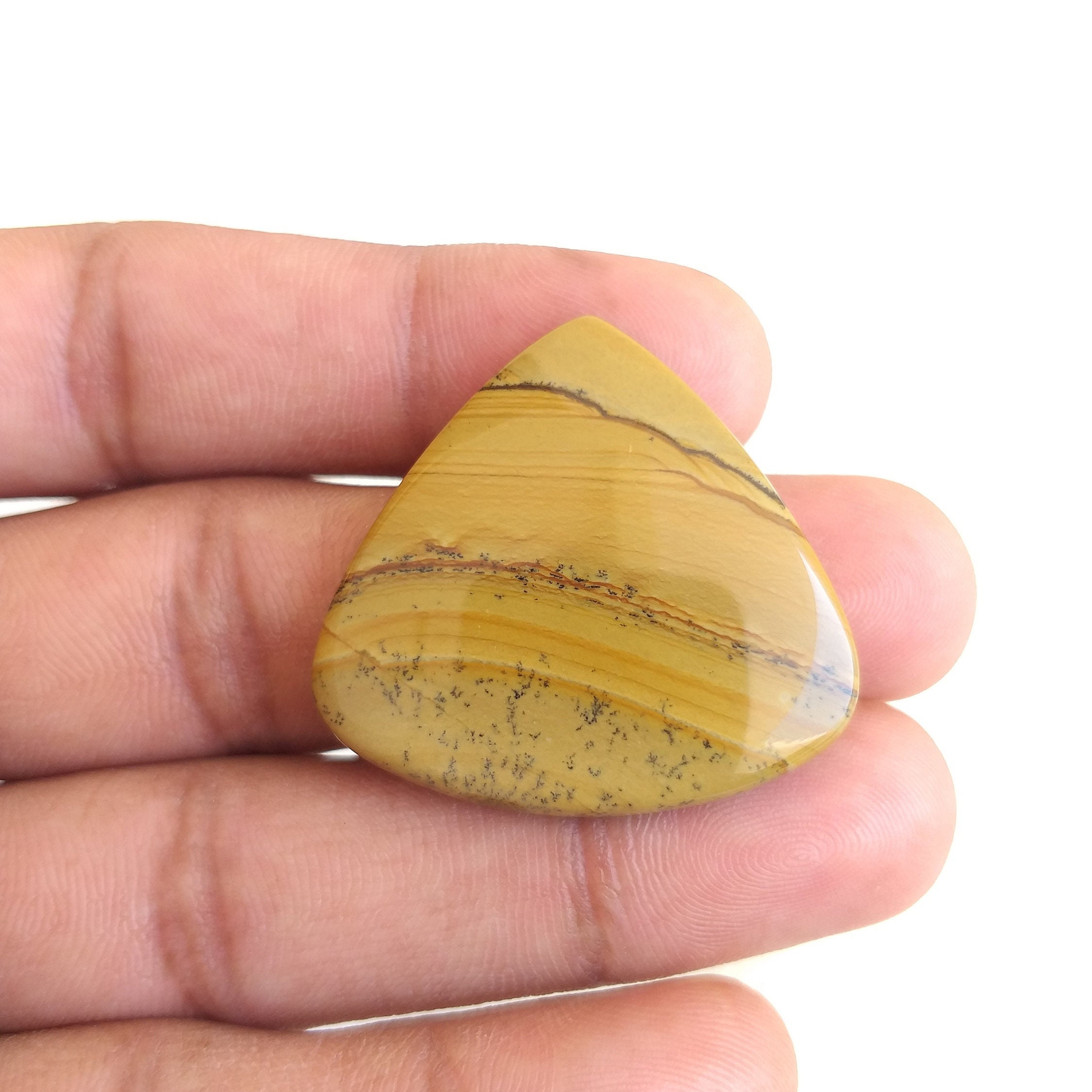 Heart Picture Jasper Cabochon: Landscape Gemstone Pendant (32x34x5 Mm, 41.8 Carat