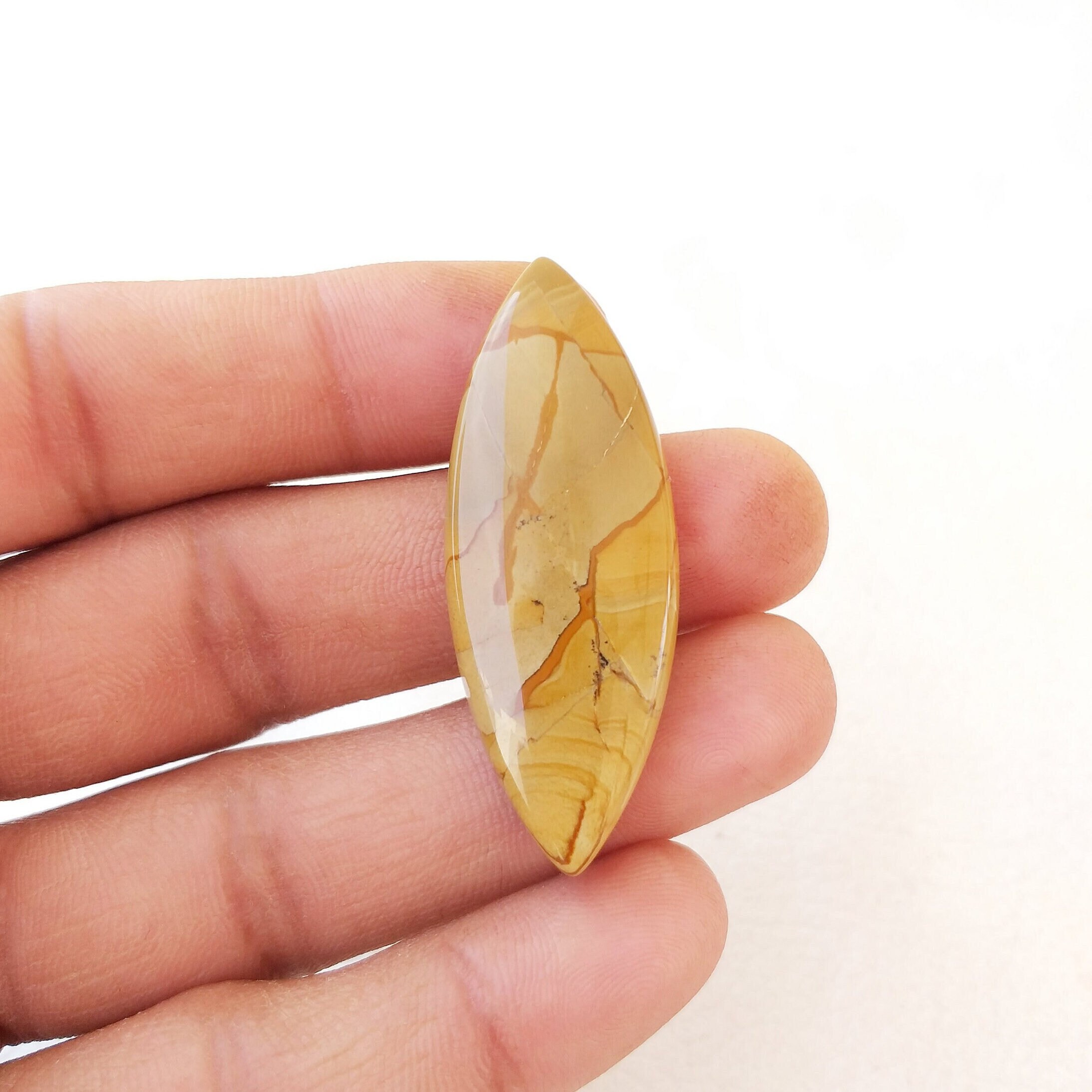 Marquise Picture Jasper Cabochon: Landscape Gemstone (49x29x7 Mm, 43.5 Carat