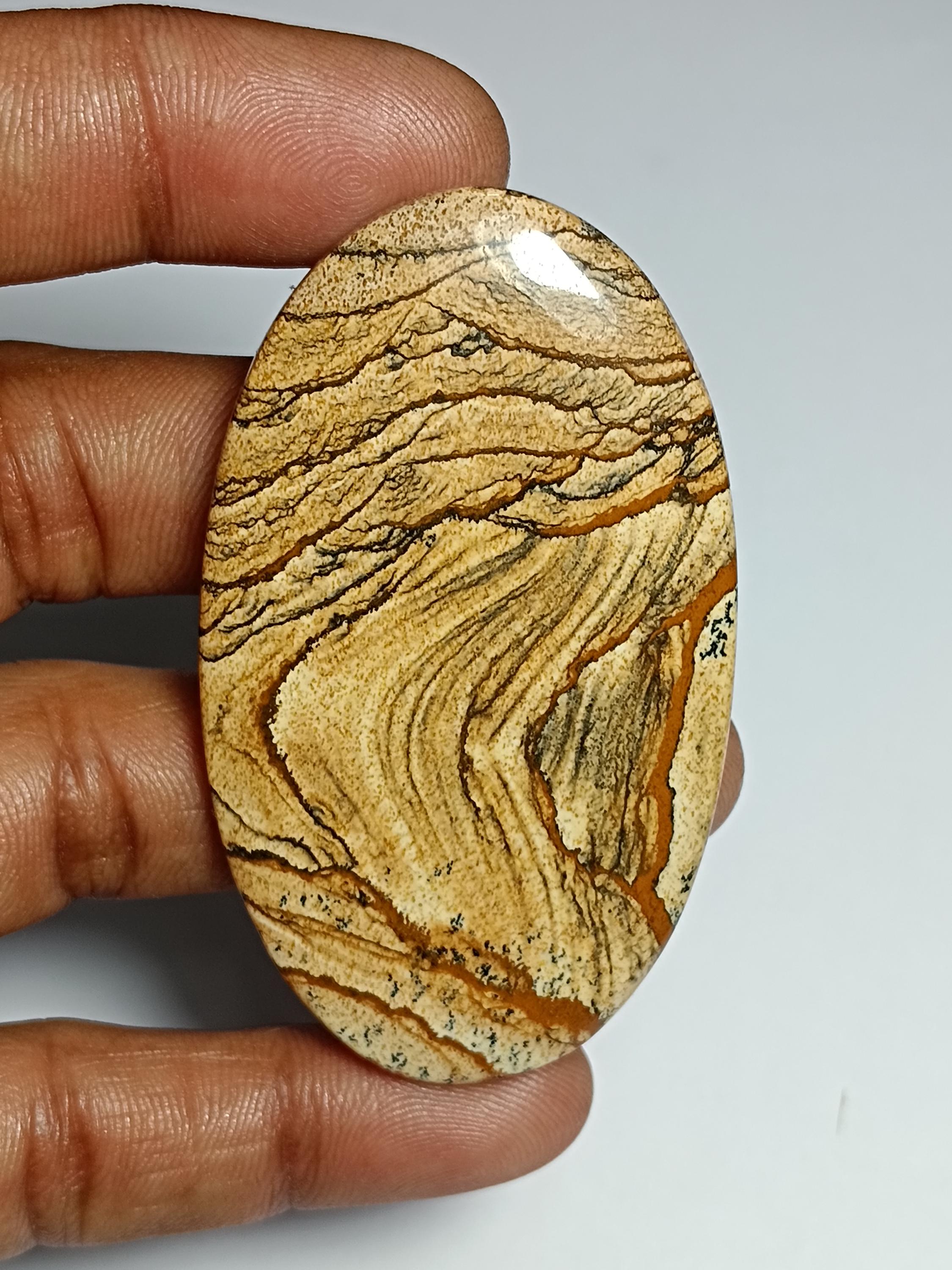 Picture Jasper Cabochon: Natural Gemstone, 63x37mm, 117cts.
