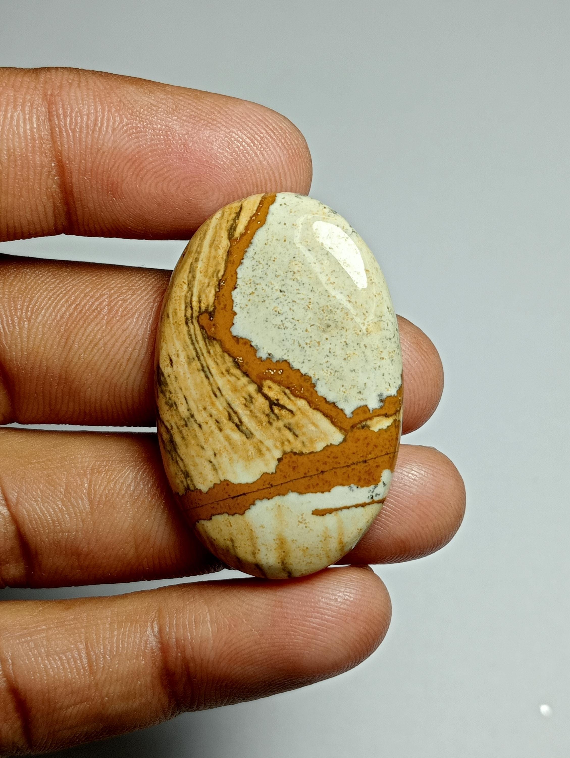 Natural Picture Jasper Cabochon: Loose Gemstone, 43cts
