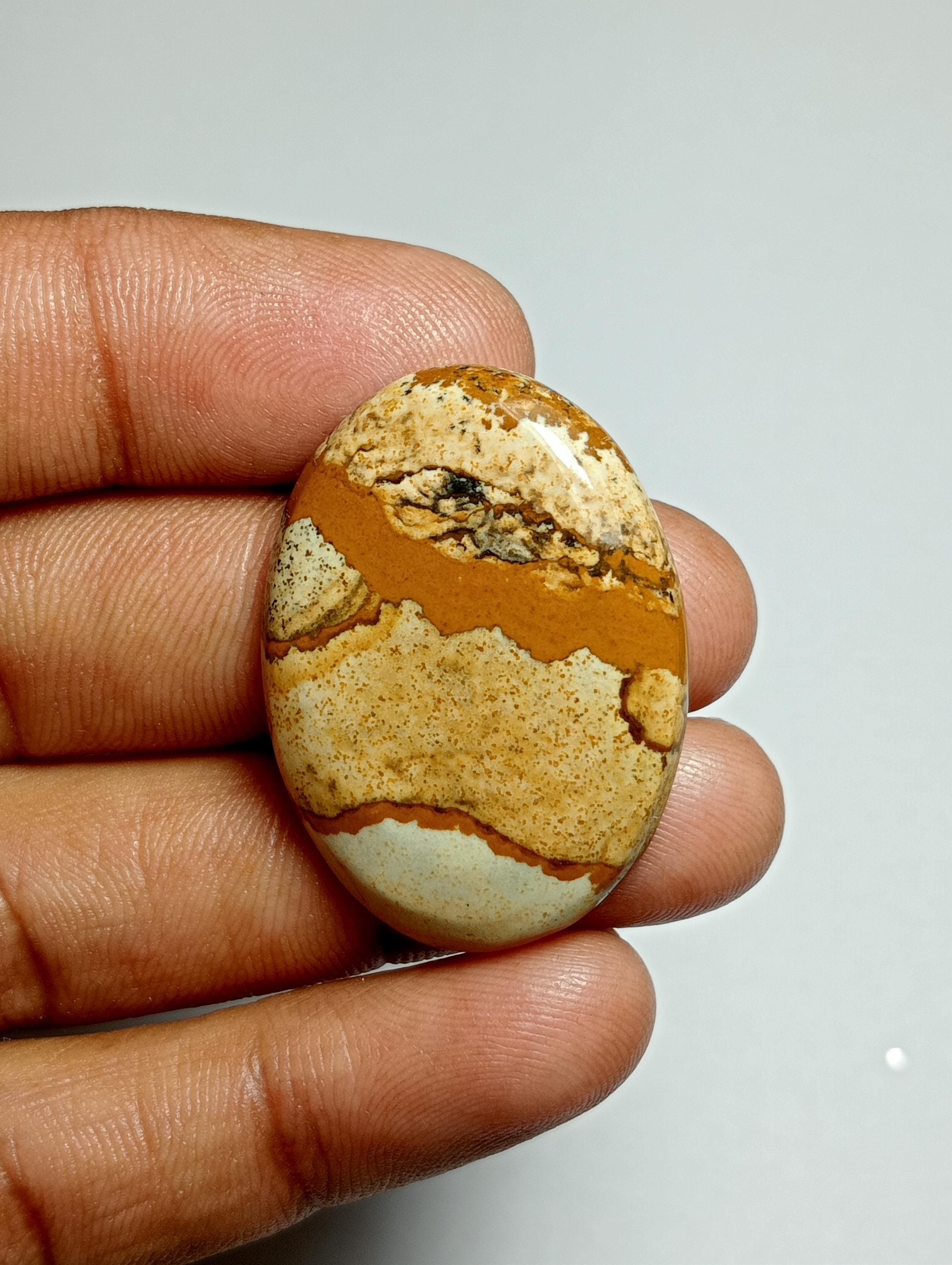 Natural Picture Jasper Cabochon: Loose Gemstone, 33x24mm