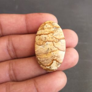 Natural Picture Jasper Cabochon: Oval Gemstone For Pendant (37x22x5 Mm, 30.1 Carat