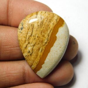 Natural Picture Jasper Cabochon, Semi Precious Loose Stone (33 X 26 Mm)