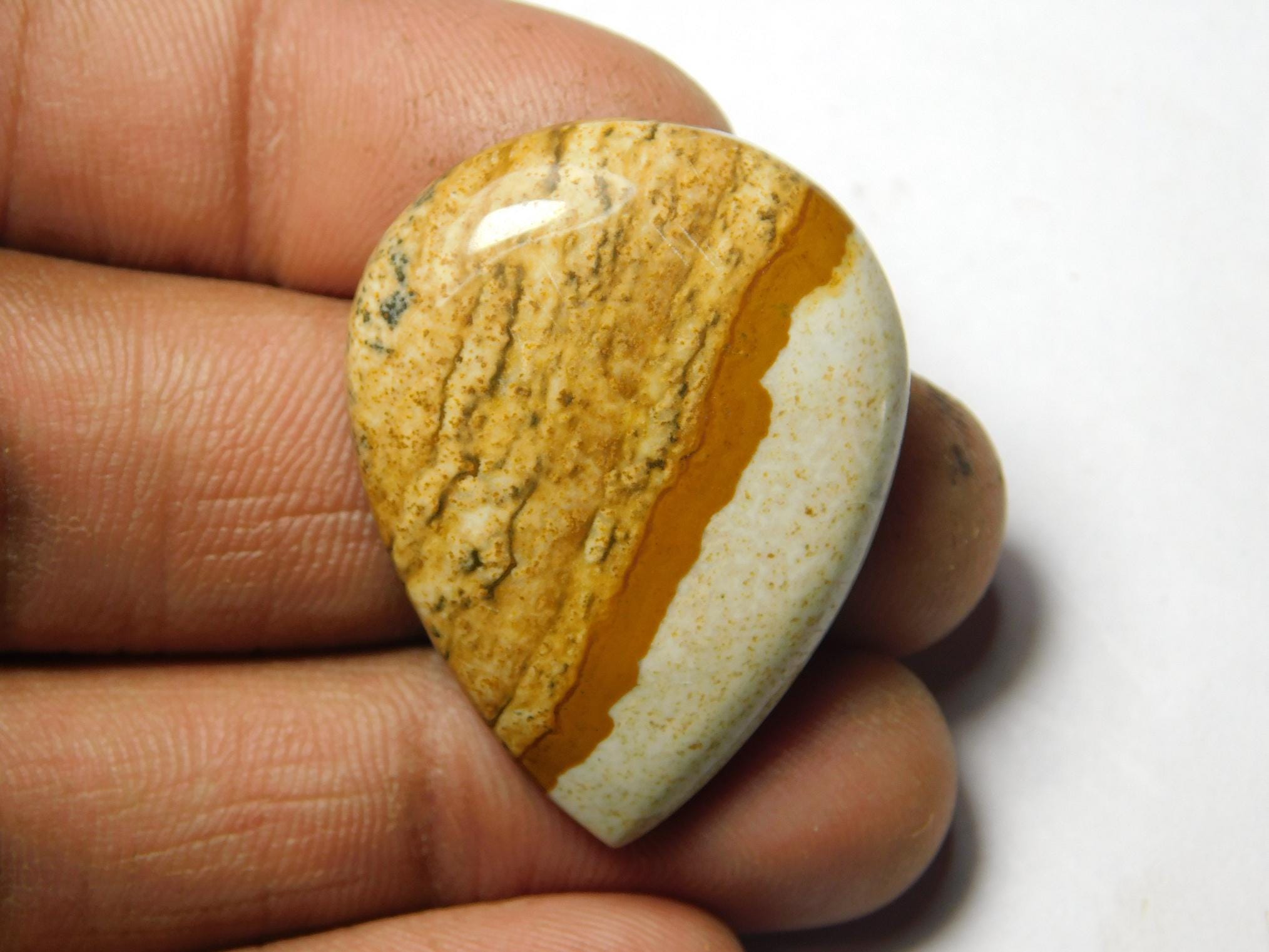 Natural Picture Jasper Cabochon, Semi Precious Loose Stone (33 X 26 Mm) Natural Picture Jasper Cabochon, Semi Precious Loose Stone (33 X 26 Mm)