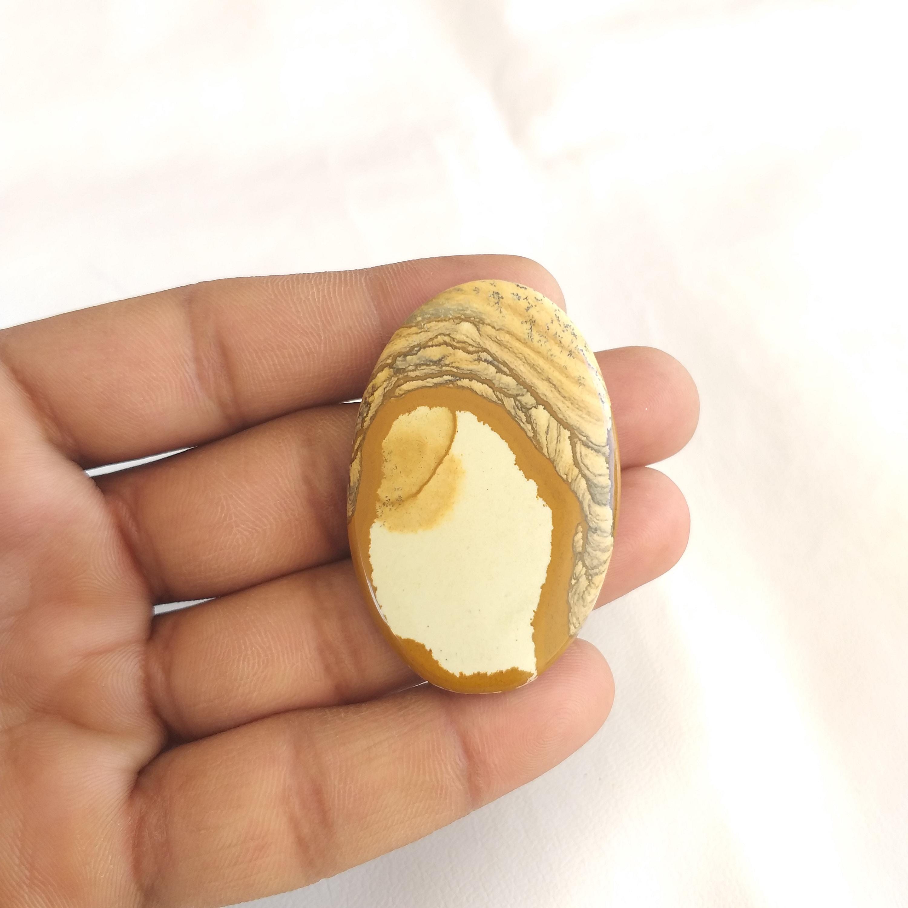 Natural Picture Jasper Stone Cabochon: 83 Carat Gemstone Oval Shape (50x33x5 Mm