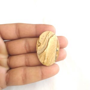 Natural Picture Jasper Stone Cabochon: 37 Carat Gemstone Oval Shape (40x27x4 Mm