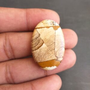 Oval Picture Jasper Cabochon: 31.2 Carat Gemstone (34x23x5 Mm