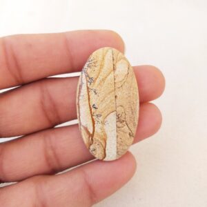 Picture Jasper Cabochon: Oval Gemstone for Pendant (45x25x4 MM, 36.4 Carat Picture Jasper Cabochon: Oval Gemstone for Pendant (45x25x4 MM, 36.4 Carat
