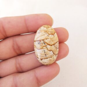 Oval Picture Jasper Cabochon: Natural Gemstone For Pendant (36x22x7mm, 40.9 Carat)
