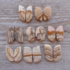 Pair Picture Jasper Cabochons, Jasper Cabochon, Natural Picture Jasper Gemstone, Hand Polished Picture Jasper Loose Stone