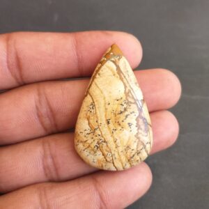 Pear Picture Jasper Cabochon: 43.7 Carat Gemstone (44x27x6 Mm)