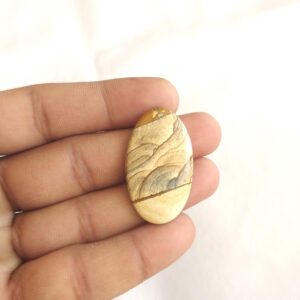 Picture Jasper Stone Cabochon: 29 Carat Gemstone Oval Shape (37x22x4 Mm