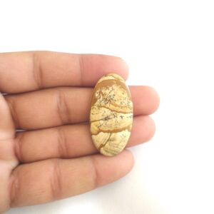 Picture Jasper Stone Cabochon: 35 Carat Gemstone For Jewelry Oval Shape (40x21x3 MM Picture Jasper Stone Cabochon: 35 Carat Gemstone For Jewelry Oval Shape (40x21x3 MM