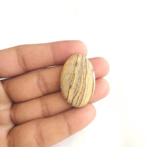 Picture Jasper Stone Cabochon: 48 Carat Gemstone Oval Shape (36x23x7 MM Picture Jasper Stone Cabochon: 48 Carat Gemstone Oval Shape (36x23x7 MM