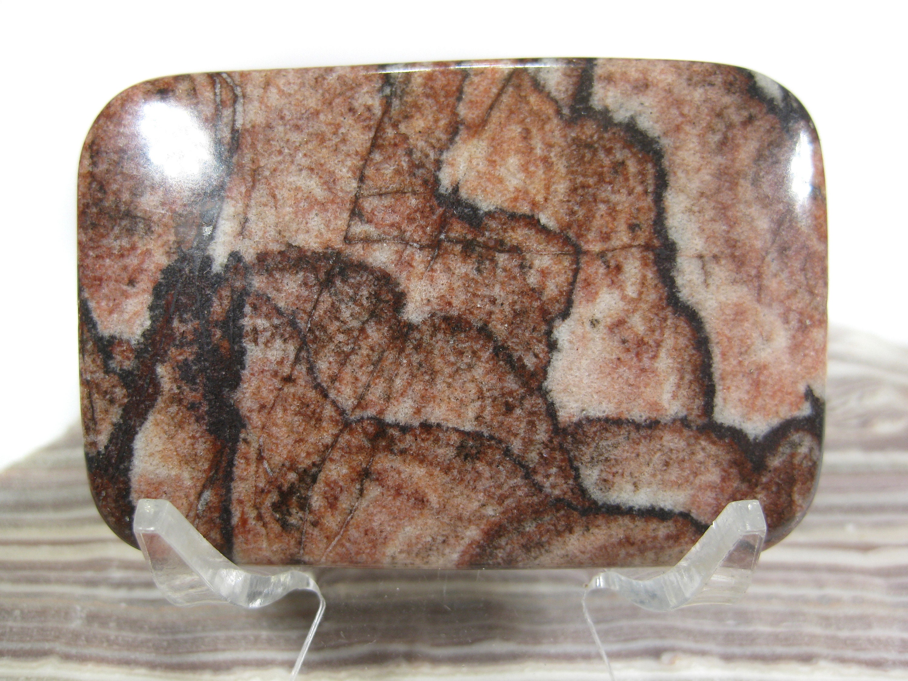 Xl Red Chinese Picture Jasper Focal Bead/cabochon (c)