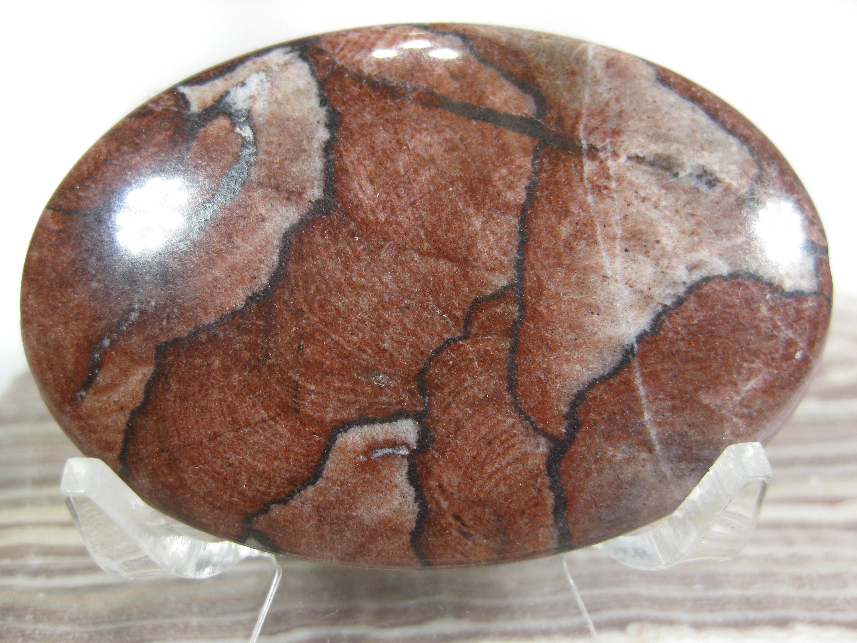 Xl Red Chinese Picture Jasper Focal Bead/cabochon (a)