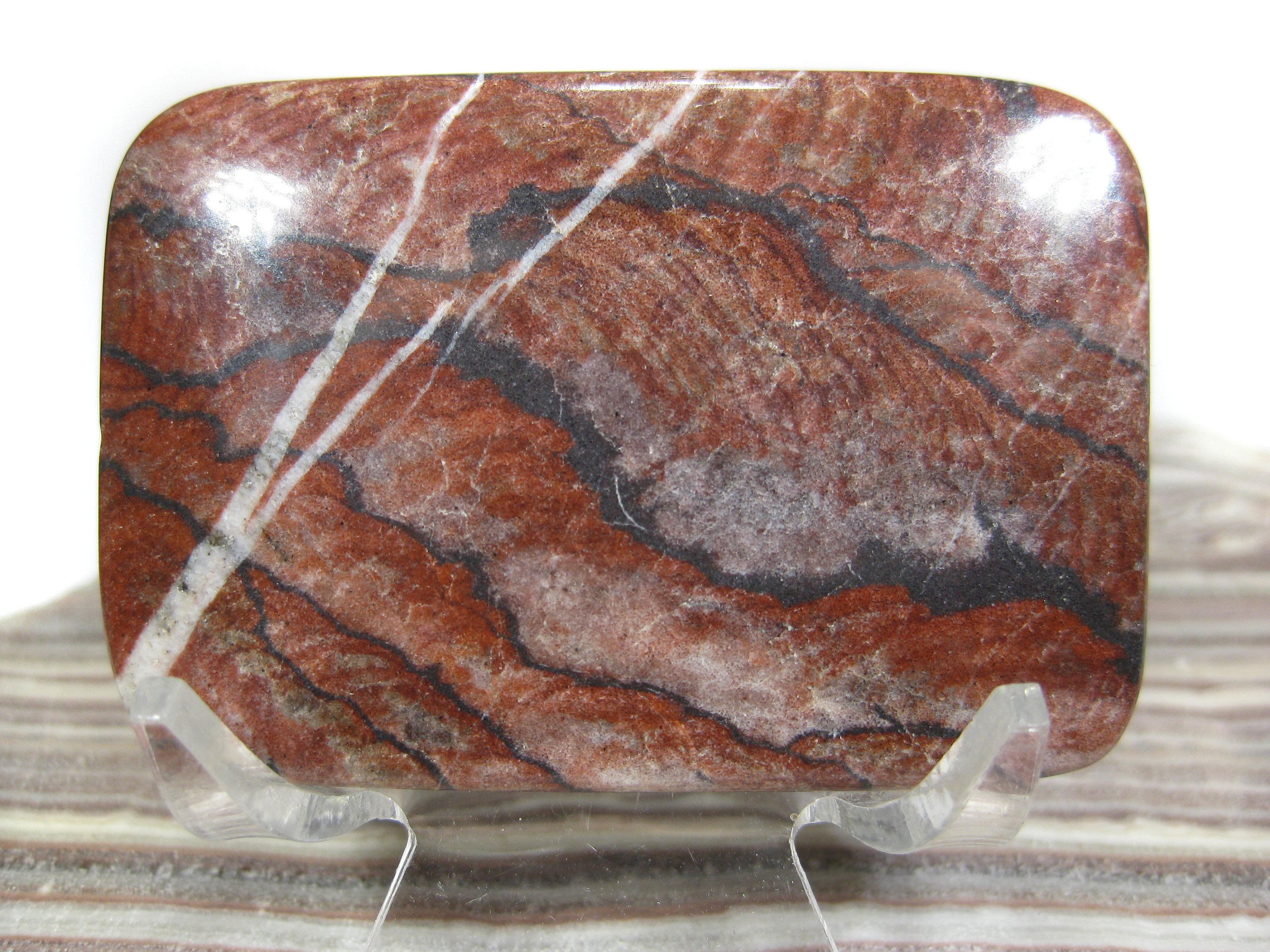 Xl Red Chinese Picture Jasper Focal Bead/cabochon (b)