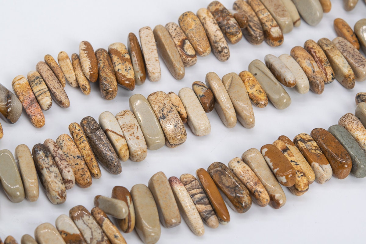 12-24x3-5mm Picture Jasper Beads Stick Pebble Chip Grade Aaa Genuine Natural Gemstone Loose Beads 15.5" / 7.5" Bulk Lot Options (111242)