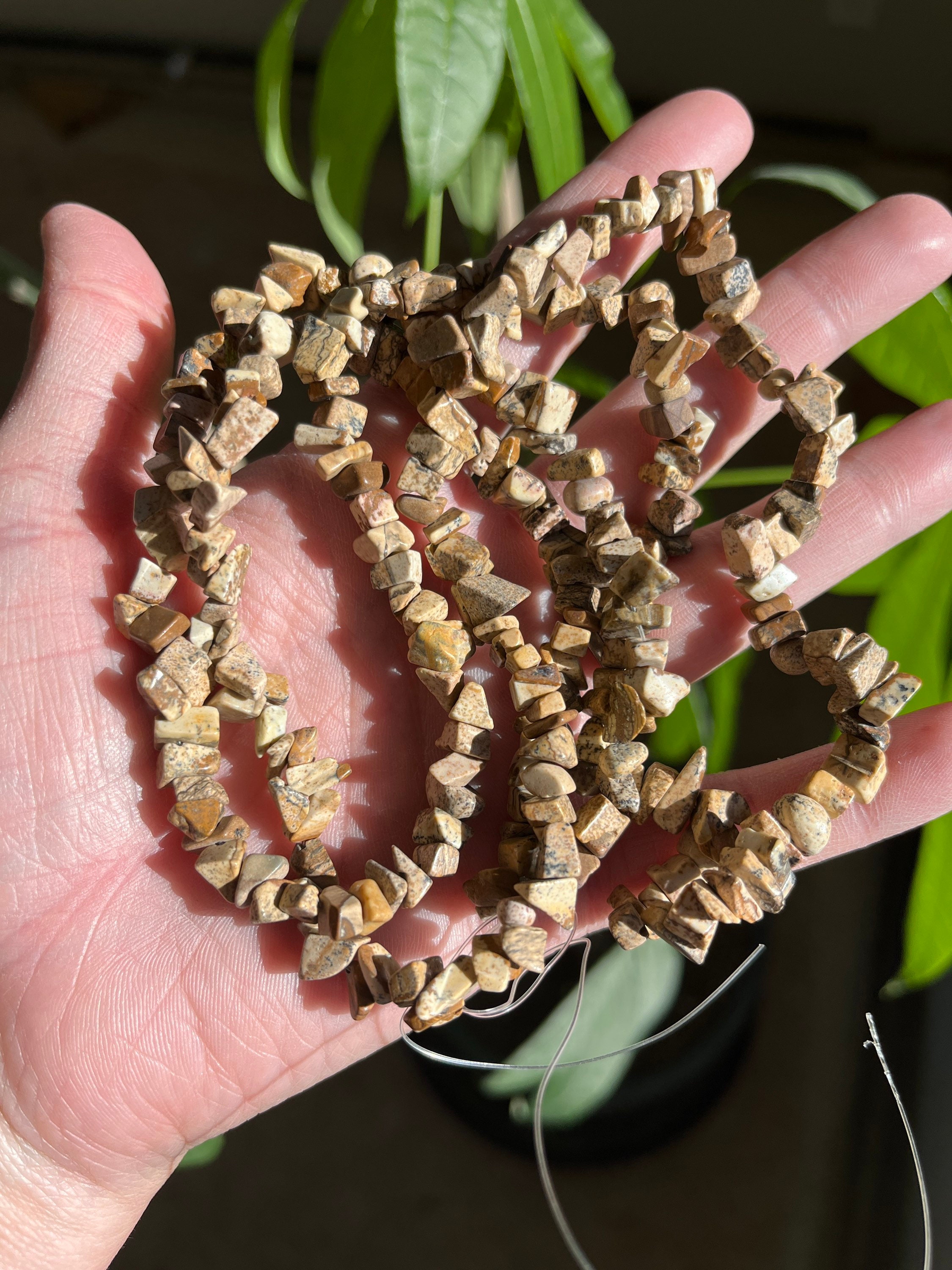 30” Landscape/picture Jasper Chip Bead Strand