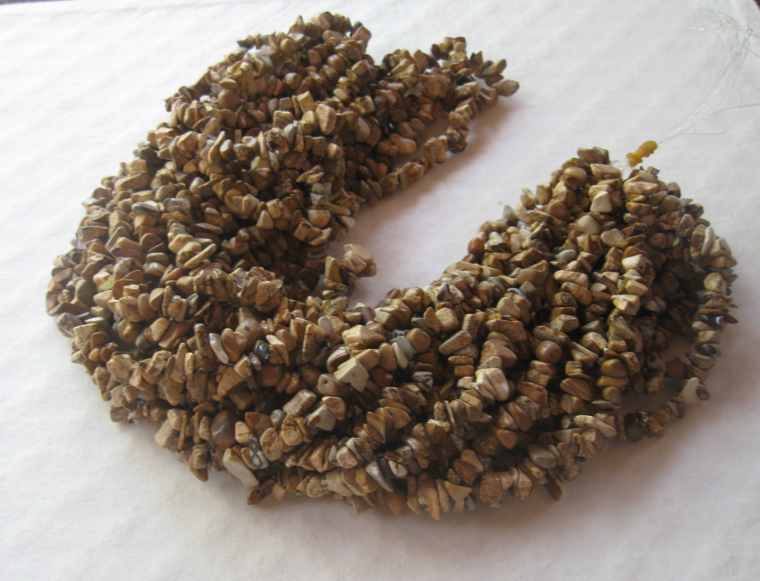 Picture Jasper Chip Beads, Endless Loop, Jewelry Making Beads, 32" 5-8mm (1)