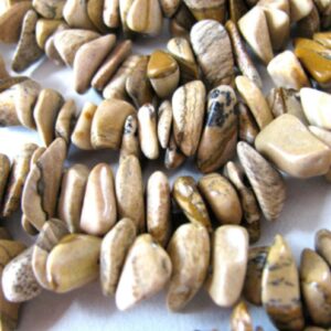Picture Jasper beads, polished chips, 16 inch strand, 12x4mm beads  J-25