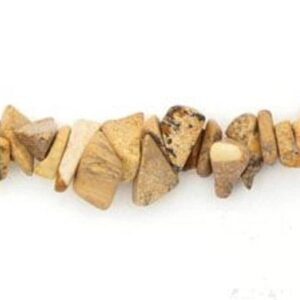 Picture Jasper chips, 34" strand of pre-drilled genuine picture jasper chips