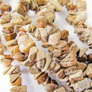 Picture Jasper Stone Chips, Natural stone beads, 2 strands mixed small tan beads