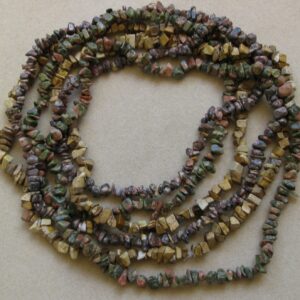 Unakite, leopard skin jasper and picture jasper gemstone chip strands - or ready made necklaces - 32 inches each