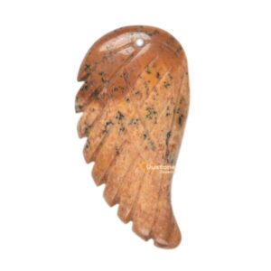 30mm Carved Picture jasper gemstone angel wing earrings bead (both sides carved)