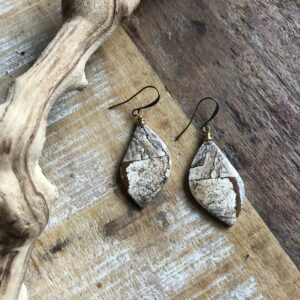 Picture Jasper And Brass Earrings