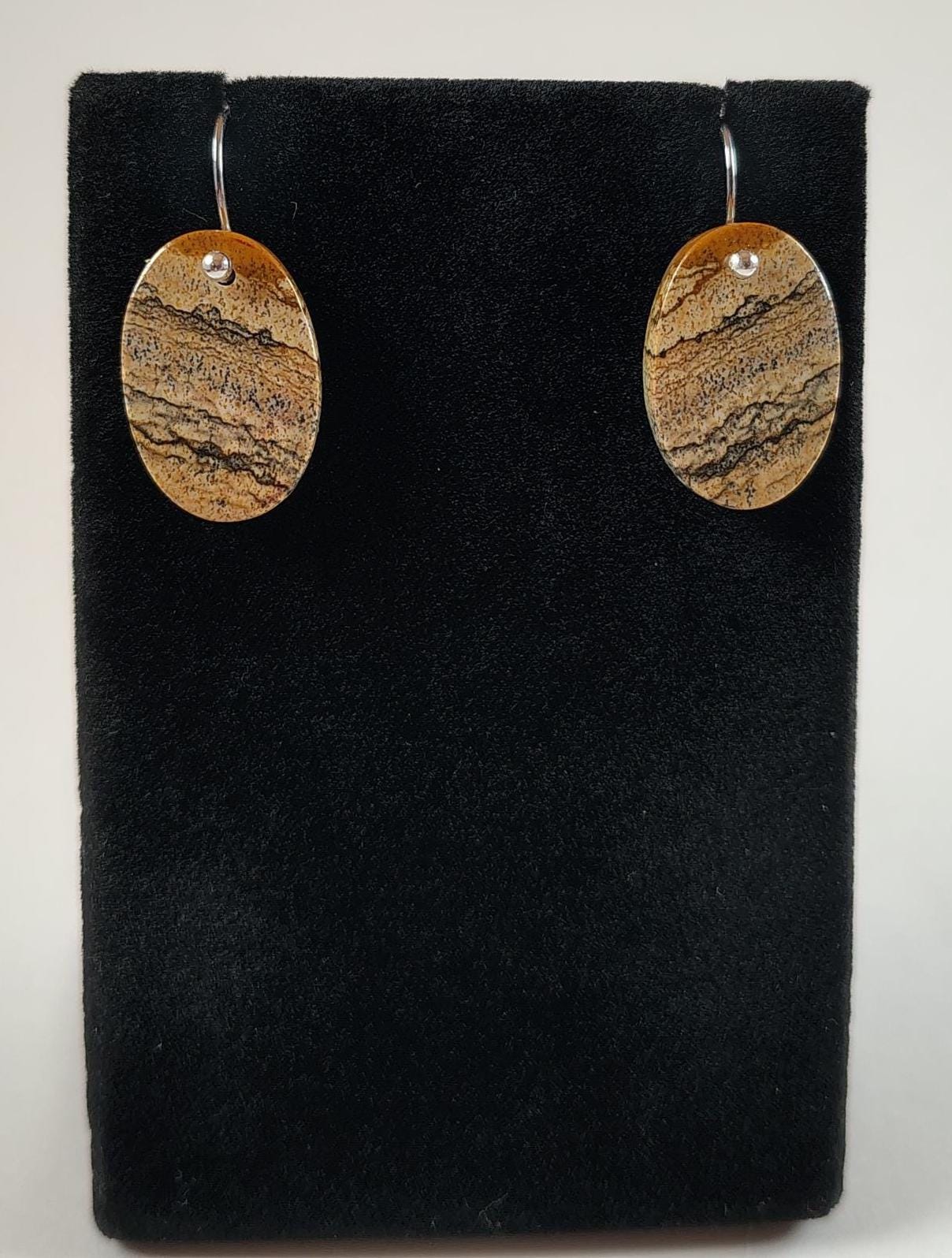 Picture Jasper And Sterling Silver Earrings Handmade By Chris Hay