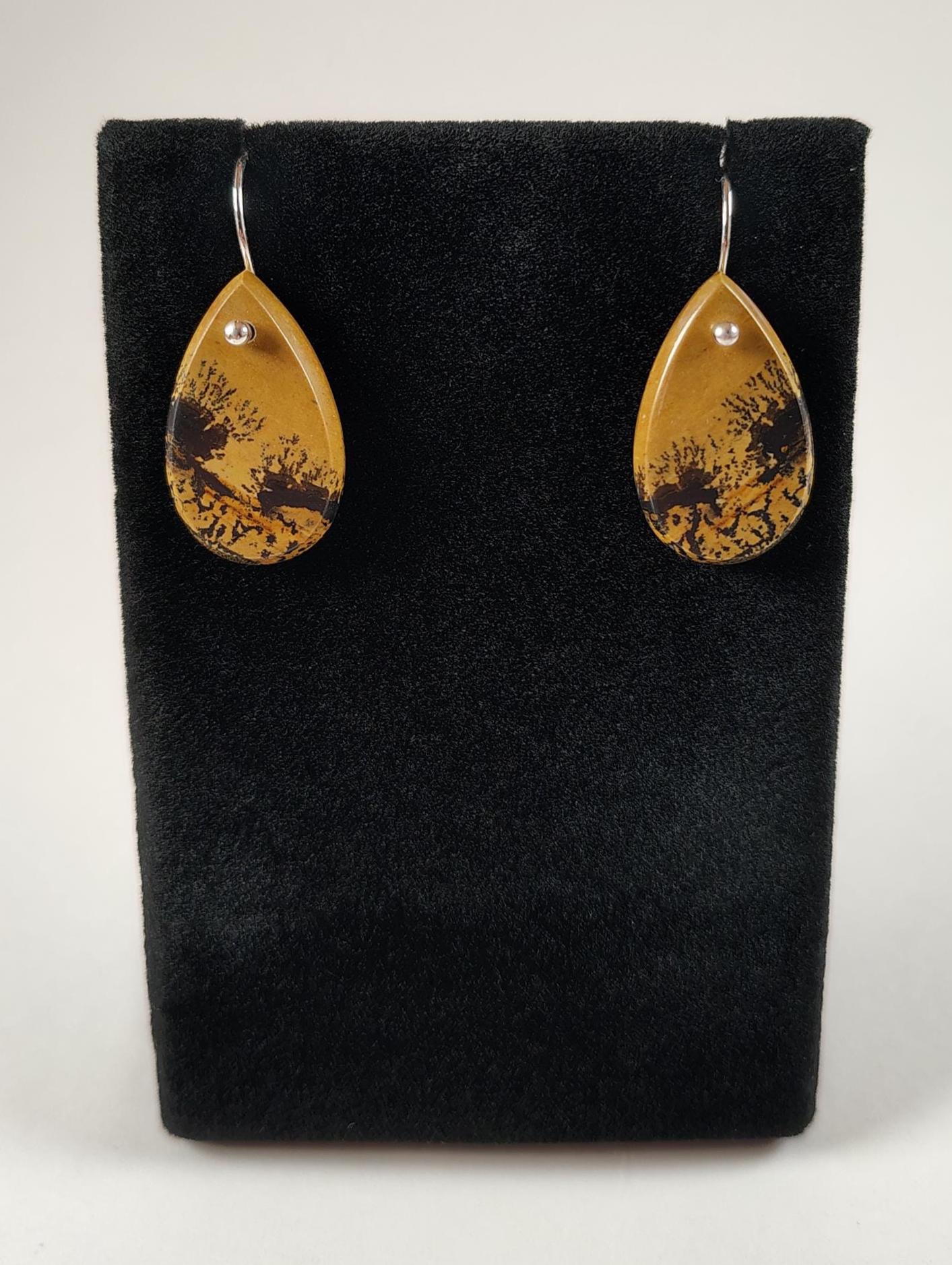 Dendritic Picture Jasper And Sterling Silver Earrings Handmade By Chris Hay