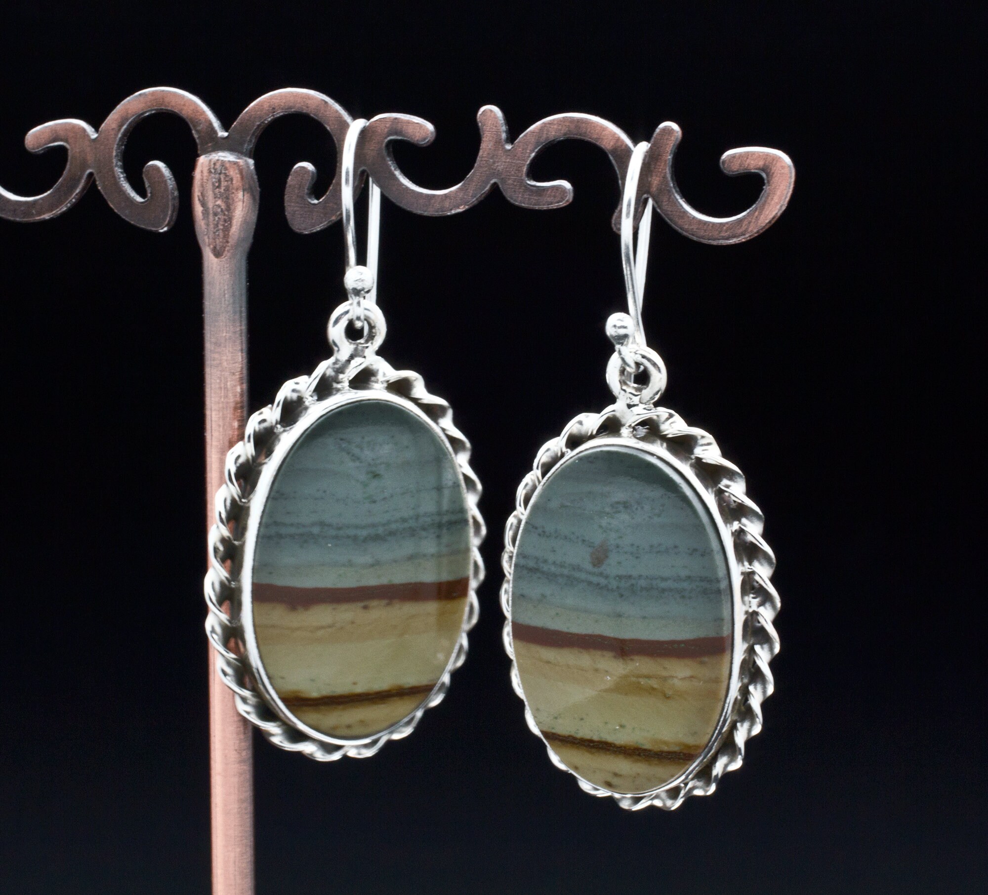 Sterling Silver Wildhorse Picture Jasper Earrings Sterling Silver Wildhorse Picture Jasper Earrings