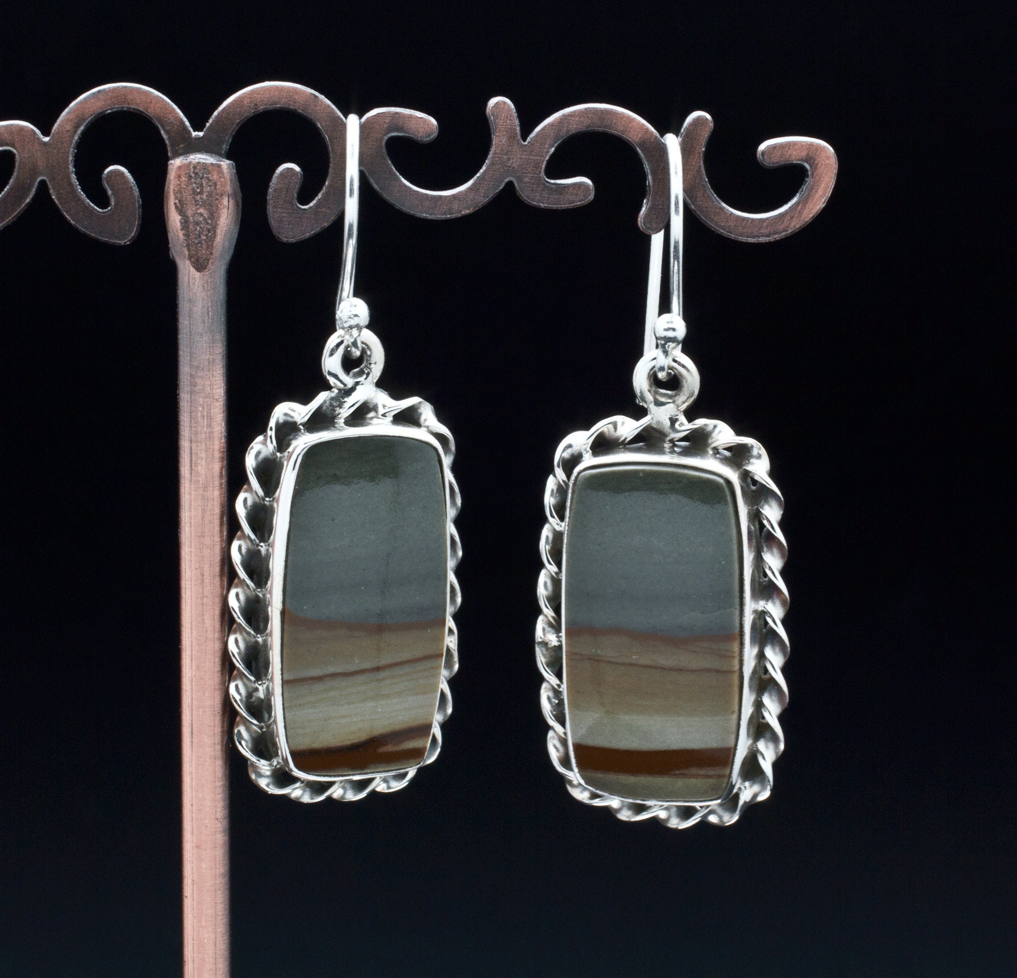Sterling Silver Wildhorse Picture Jasper Earrings Sterling Silver Wildhorse Picture Jasper Earrings
