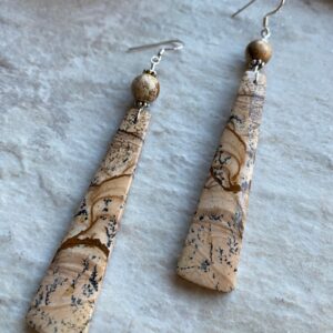 Picture Jasper Sterling Silver  Earrings - Handmade OOAK Earrings