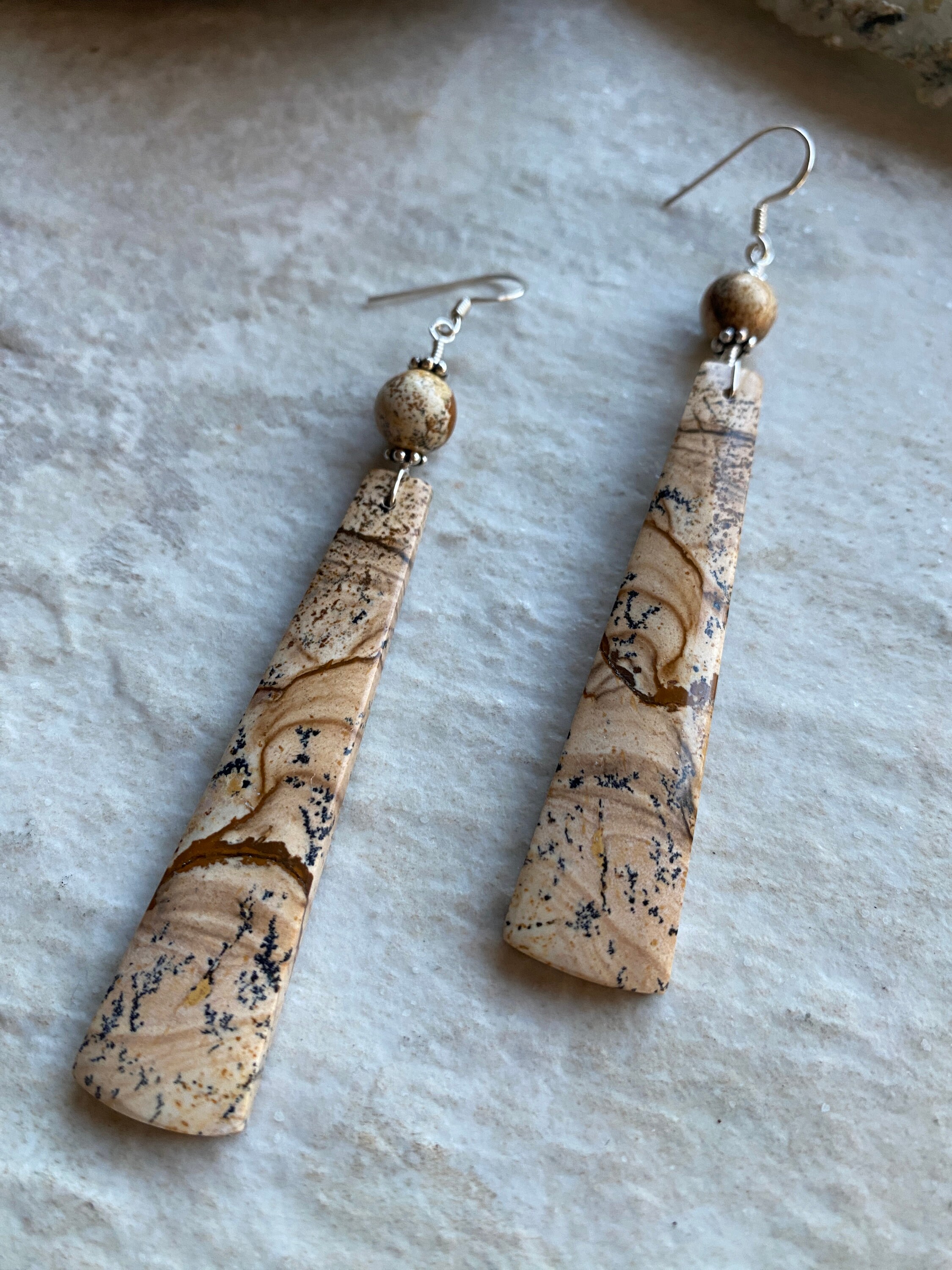 Picture Jasper Sterling Silver Earrings - Handmade Ooak Earrings
