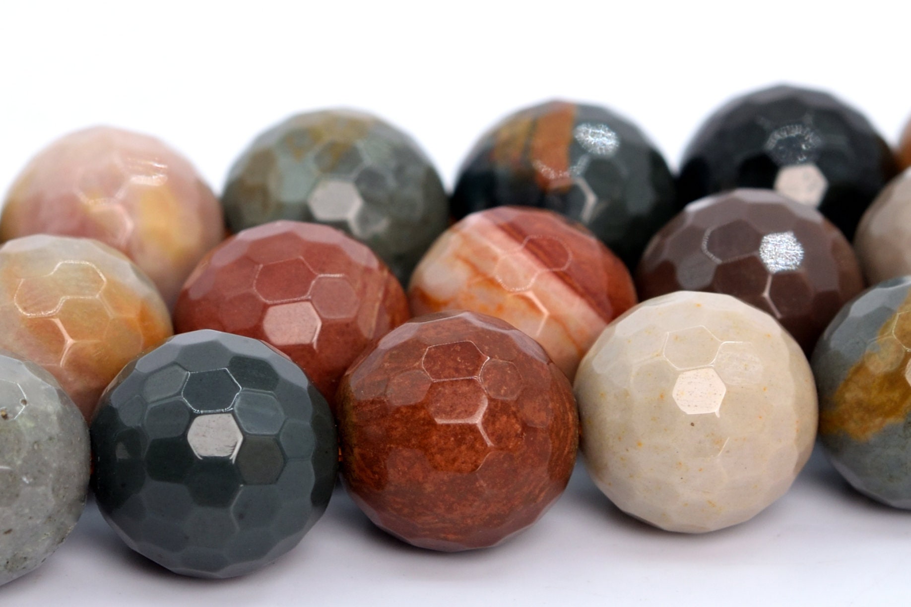 10mm American Picture Jasper Beads Grade Aaa Genuine Natural Gemstone Micro Faceted Round Loose Beads 15" / 7.5" Bulk Lot Options (105994)