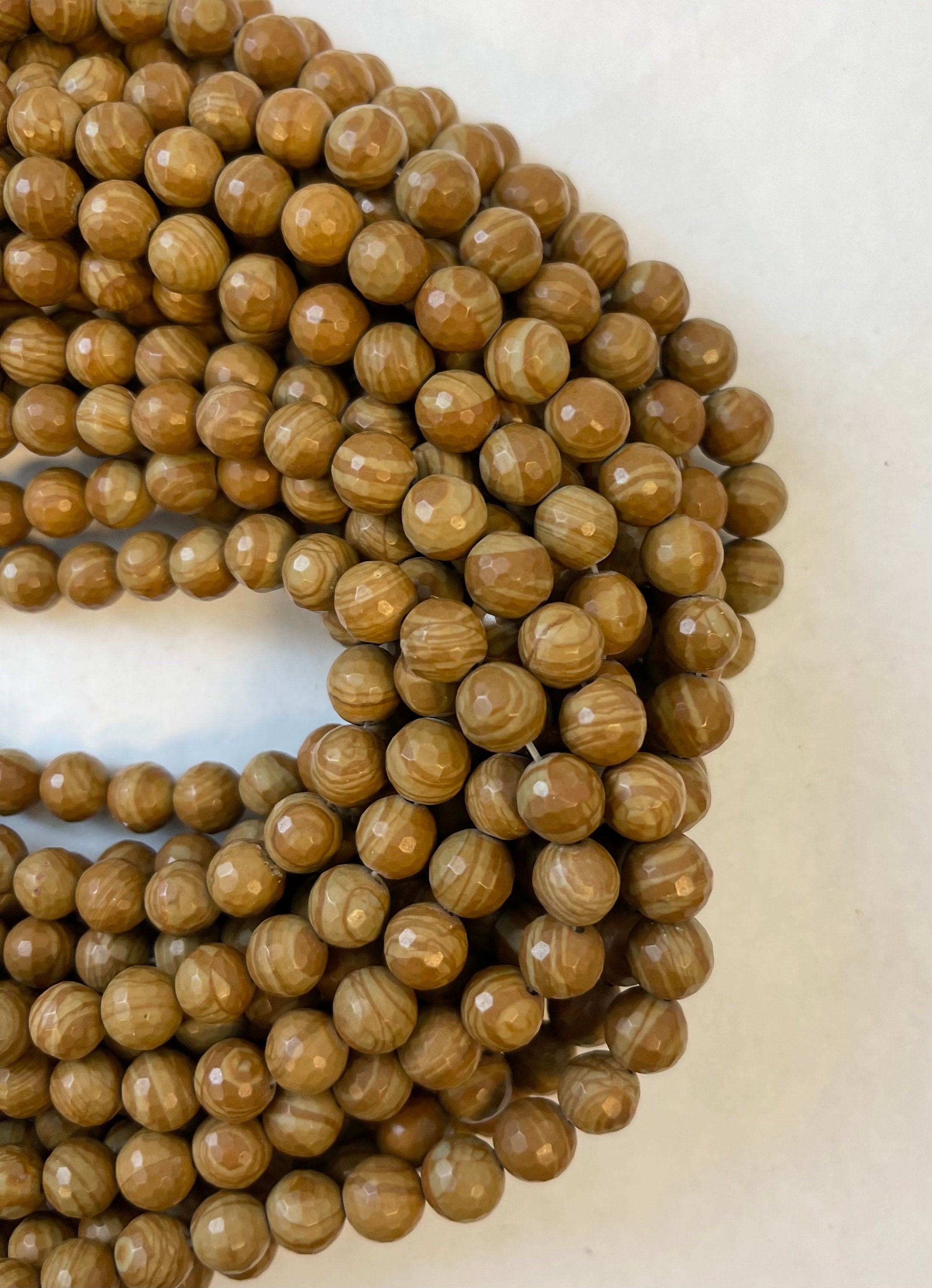 Picture Jasper 8mm Faceted Round  Gemstone Beads --15.5 Inch Strand
