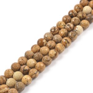 8MM Faceted picture jasper round ball loose beads gemstone bead jewelry making handmade strand