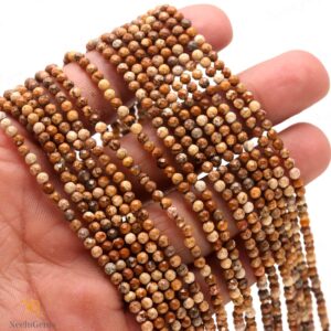 Aaa+ Natural Picture Jasper Microcut Faceted Beads,3.10-3.20 Mm Jasper Tiny Rondelle Beads,13"jasper Gemstone Beads For Handmade Jewelry