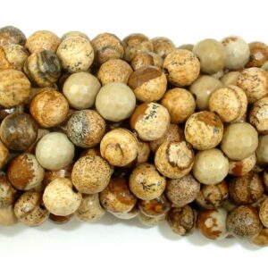 Picture Jasper Beads, 6mm Faceted Round Beads, 15.5 Inch, Full strand, Approx 61 beads, Hole 1 mm, A quality (345025002)