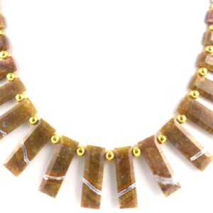 Faceted Picture Jasper Beads: Natural Rectangle Gemstone Strand
