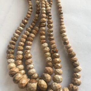 natural picture jasper 5x3-14x10mm 10x6-20x15mm faceted graduated rondelle  Gemstone Beads - 15.5 inch strand