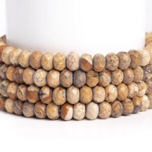 Natural Brown Picture Jasper Gemstone Grade Aaa Faceted Rondelle 6x4mm 8x5mm Loose Beads