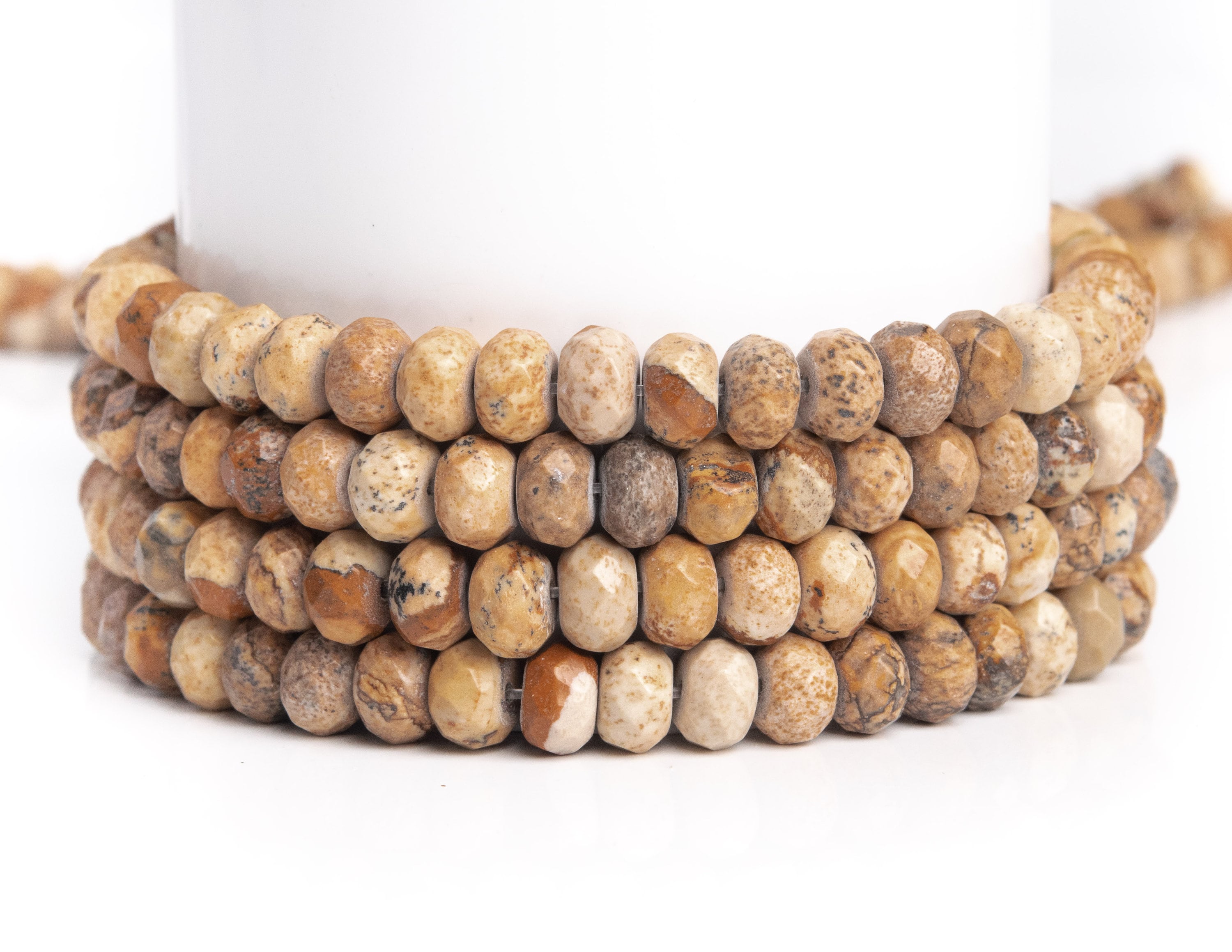 Natural Brown Picture Jasper Gemstone Grade Aaa Faceted Rondelle 6x4mm 8x5mm Loose Beads