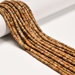 Natural Picture Jasper Faceted Rondelle Wheel Beads Size 2x4mm 15'' Strand