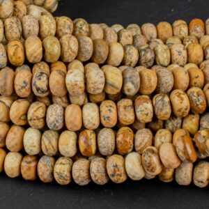 Natural Picture Jasper Faceted Roundel 4mm And 8mm- Full 16 Inch Strand Gemstone Beads
