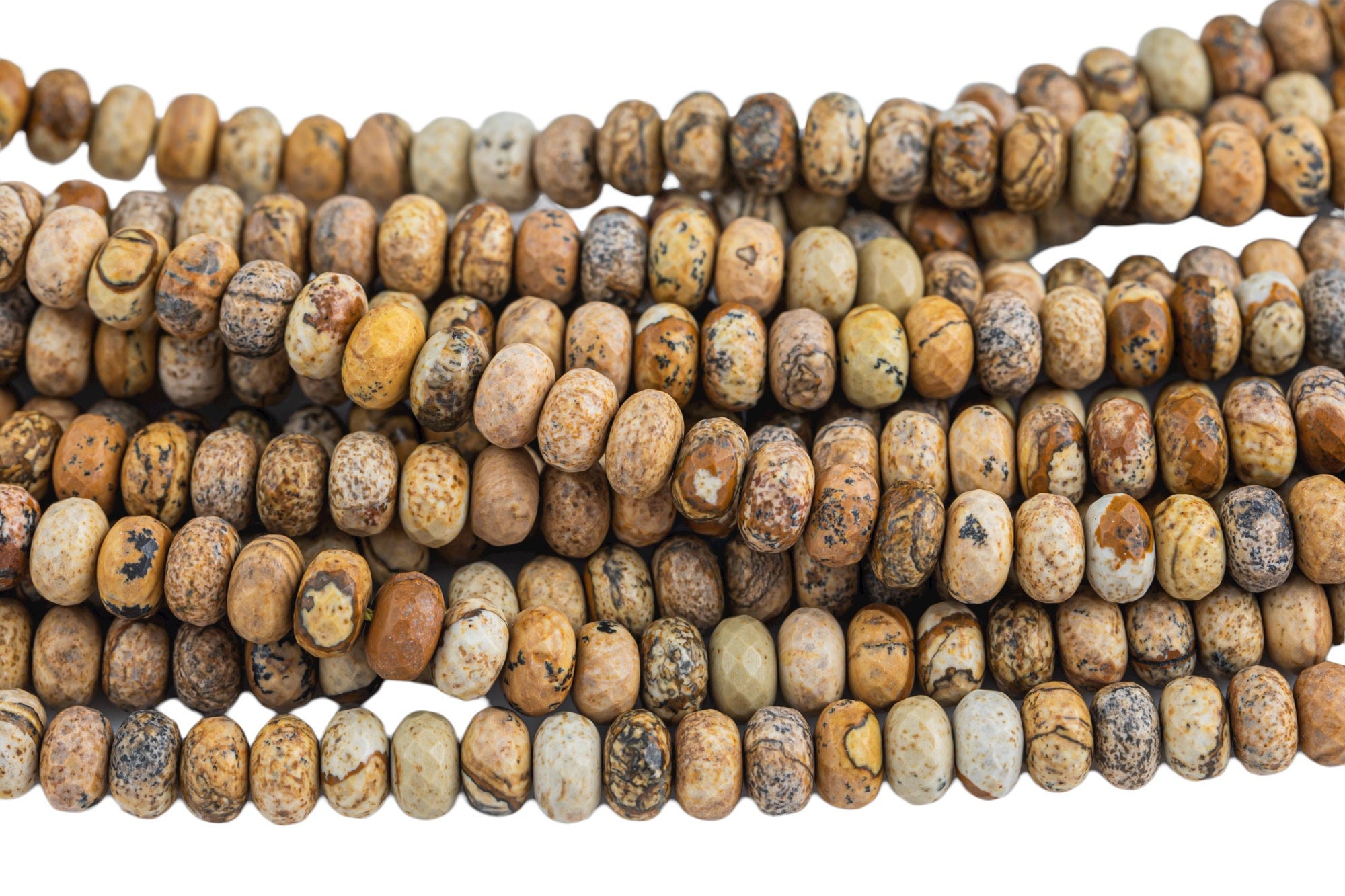 Natural Picture Jasper Faceted Roundel 4mm, 6mm, 8mm Gemstone Beads Natural Picture Jasper Faceted Roundel 4mm, 6mm, 8mm Gemstone Beads