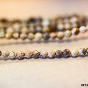 XS/ Picture Jasper 3mm Faceted Round beads 16" strand Natural jasper gemstone For jewelry making