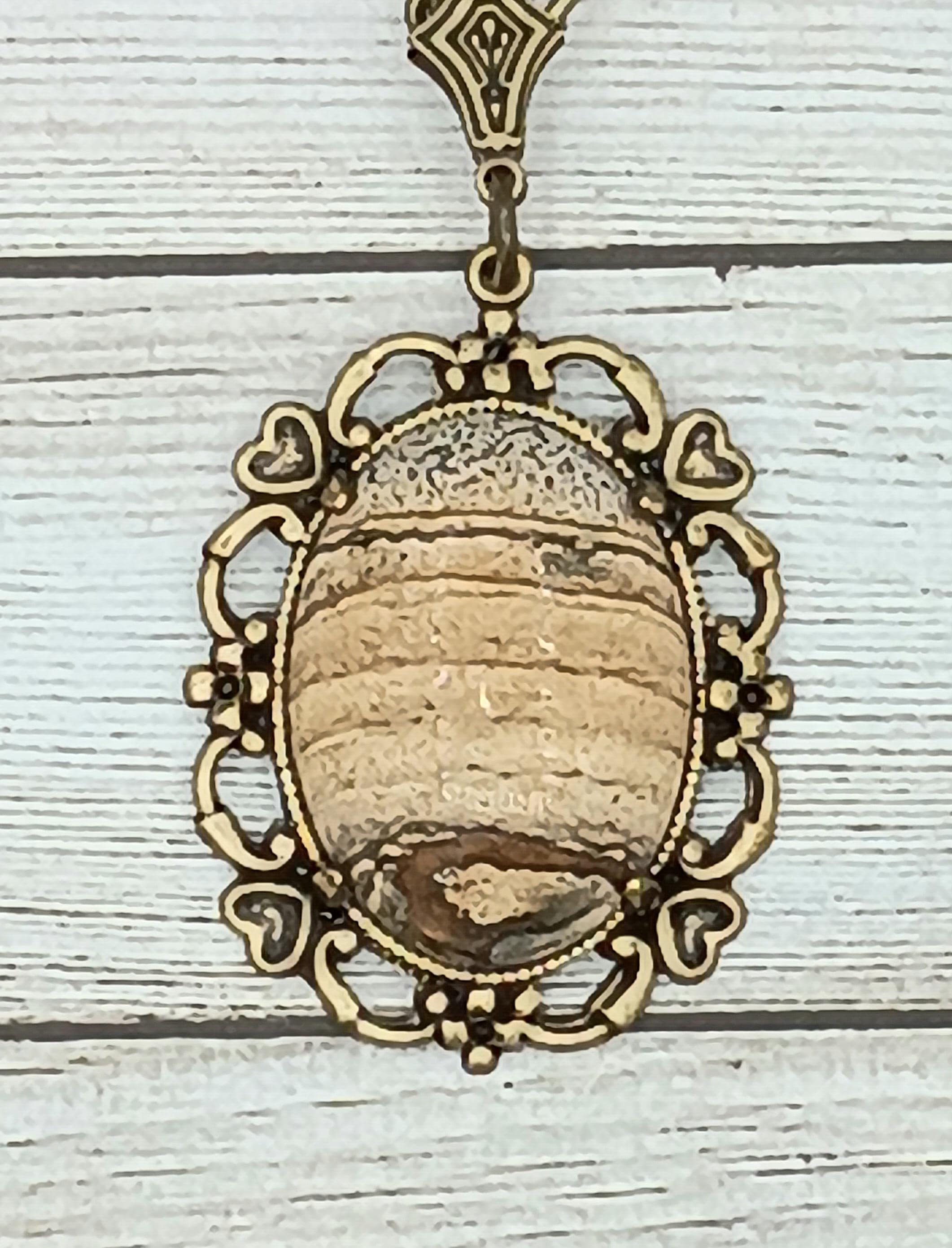 Picture Jasper Necklace With Collage Style Chain